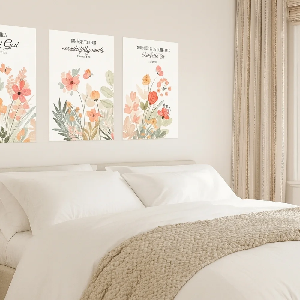 Floral Inspirational Bible Wall Art Set